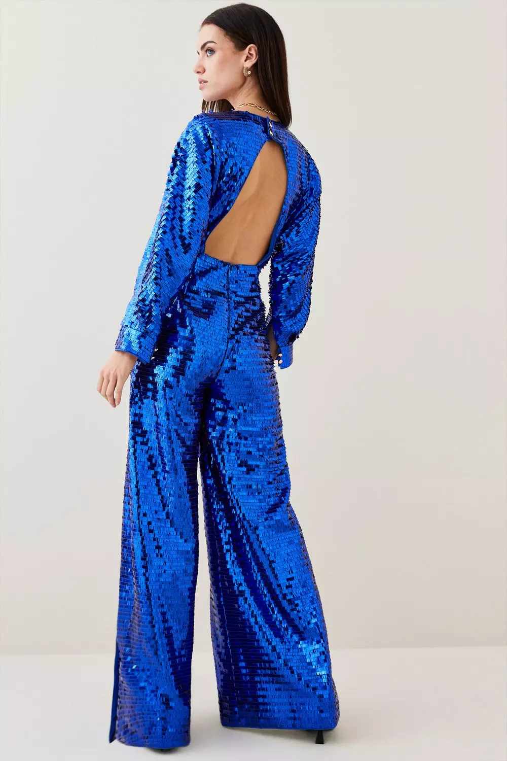 Petite Sequin V Neck Jumpsuit | Karen Millen